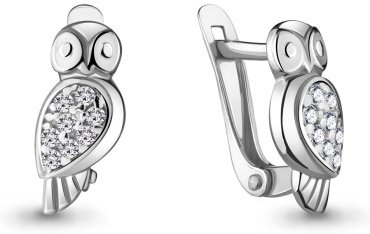 Серьги AQUAMARINE 48012А вес 1.76 г серебро, фианит купить,16483