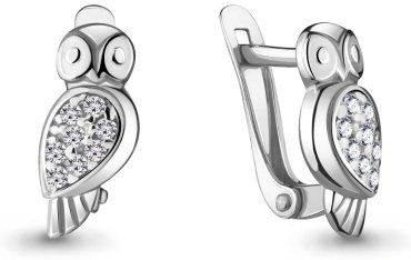Серьги AQUAMARINE 48012А вес 1.76 г серебро, фианит купить,16483