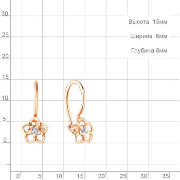 Серьги AQUAMARINE 49203А вес 1.12 г серебро, фианит купить,NaN