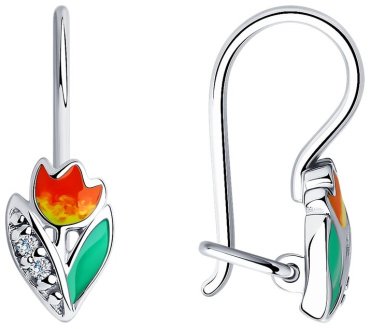 Серьги Diamant 94-120-01529-1 вес 1.2 г серебро, эмаль купить,8105