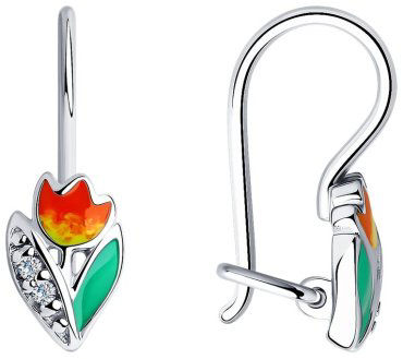 Серьги Diamant 94-120-01529-1 вес 1.2 г серебро, эмаль купить,8105