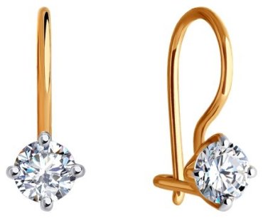 Серьги Diamant 51-120-02038-1 вес 1.02 г золото, фианит купить,91921