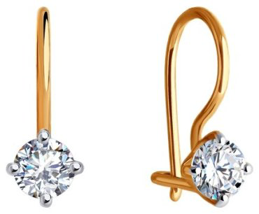 Серьги Diamant 51-120-02038-1 вес 1.02 г золото, фианит купить,91921