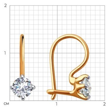 Серьги Diamant 51-120-02038-1 вес 1.02 г золото, фианит купить,91921