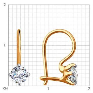 Серьги Diamant 51-120-02038-1 вес 1.02 г золото, фианит купить,91921