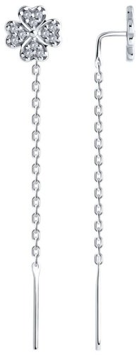 Серьги-цепочки SOKOLOV 94026533 вес 1.52 г серебро, фианит купить,NaN