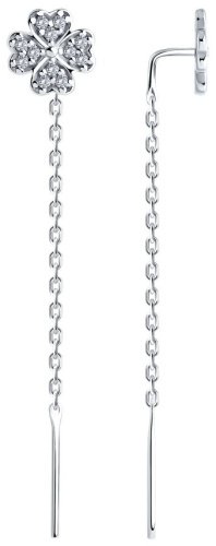 Серьги-цепочки SOKOLOV 94026533 вес 1.52 г серебро, фианит купить,NaN