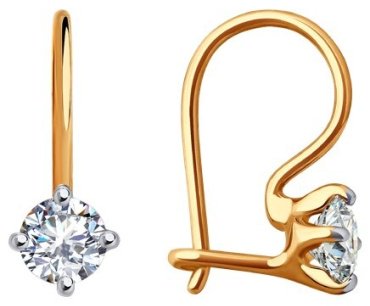 Серьги Diamant 51-120-02038-1 вес 1.02 г золото, фианит купить,91921