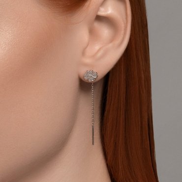 Серьги-цепочки SOKOLOV 94026533 вес 1.52 г серебро, фианит купить,NaN