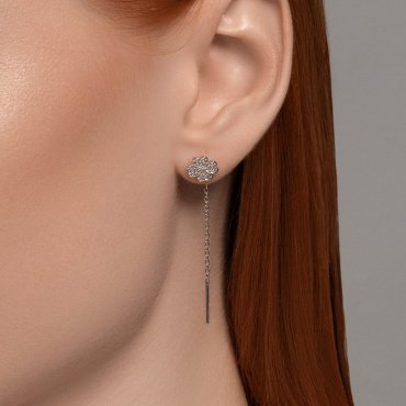 Серьги-цепочки SOKOLOV 94026533 вес 1.52 г серебро, фианит купить,NaN
