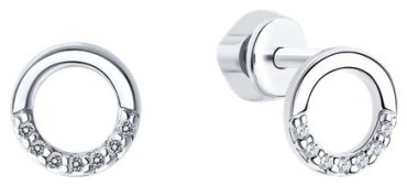 Пусеты SOKOLOV 94023038 вес 1.55 г серебро, фианит купить,NaN