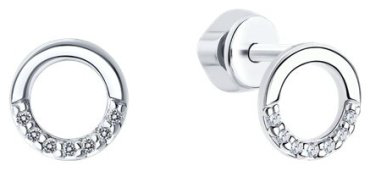 Пусеты SOKOLOV 94023038 вес 1.55 г серебро, фианит купить,NaN