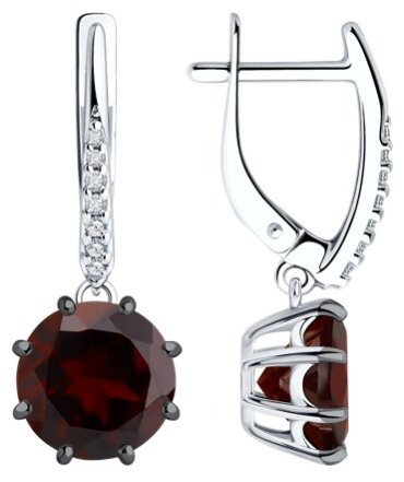 Серьги Diamant 94-321-02040-1 вес 4.02 г серебро, гранат, фианит купить,59112