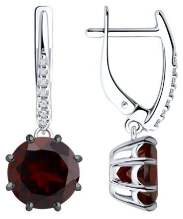 Серьги Diamant 94-321-02040-1 вес 4.02 г серебро, гранат, фианит купить,59112