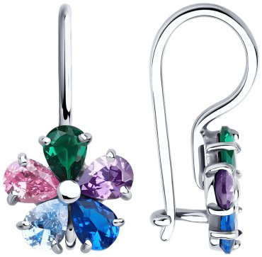 Серьги Diamant 94-120-02162-1 вес 1.5 г серебро, фианит купить,15390