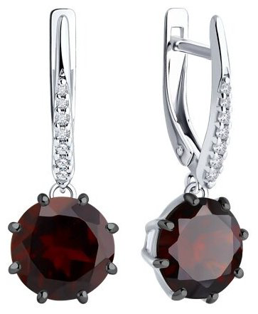 Серьги Diamant 94-321-02040-1 вес 4.02 г серебро, гранат, фианит купить,59112