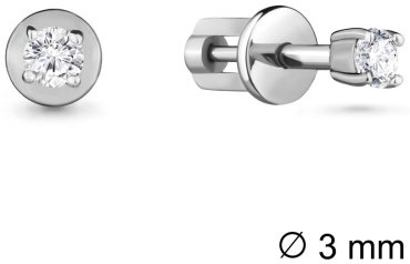Пусеты AQUAMARINE 416871а.5 вес 0.86 г серебро, фианит купить,11774