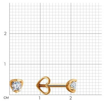 Пусеты Diamant 51-122-00743-2 вес 1.12 г золото, фианит купить,83757