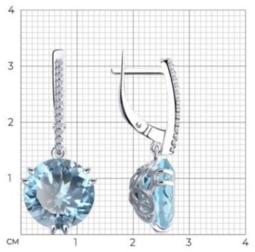 Серьги Diamant 94-321-01921-1 вес 6.76 г серебро, топаз, фианит купить,132354