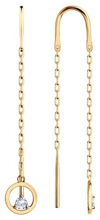 Серьги-цепочки Diamant 51-123-00729-1 вес 1.17 г золото, фианит купить,NaN
