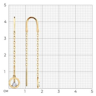 Серьги-цепочки Diamant 51-123-00729-1 вес 1.17 г золото, фианит купить,NaN