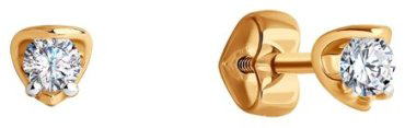 Пусеты Diamant 51-122-00743-2 вес 1.12 г золото, фианит купить,83757