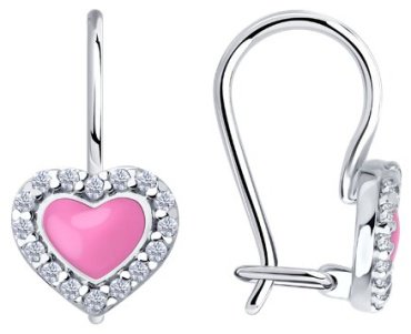 Серьги Diamant 94-120-02202-1 вес 1.43 г серебро, фианит, эмаль купить,11286