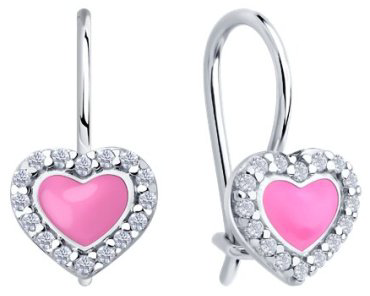 Серьги Diamant 94-120-02202-1 вес 1.43 г серебро, фианит, эмаль купить,11286