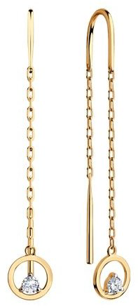 Серьги-цепочки Diamant 51-123-00729-1 вес 1.17 г золото, фианит купить,NaN