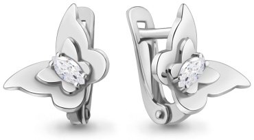 Серьги AQUAMARINE 49454 вес 1.3 г серебро, фианит купить,13712