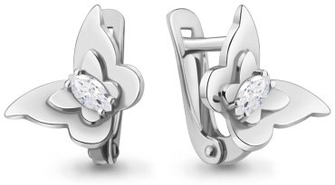 Серьги AQUAMARINE 49454 вес 1.3 г серебро, фианит купить,13712