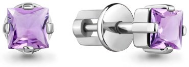 Пусеты AQUAMARINE 4758604 вес 1.44 г серебро, аметист купить,17452