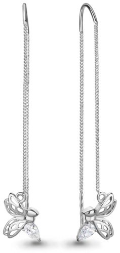 Серьги-цепочки AQUAMARINE 49385.5 вес 2.12 г серебро, фианит купить,18699