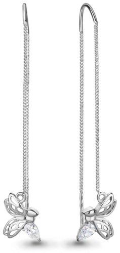 Серьги-цепочки AQUAMARINE 49385.5 вес 2.12 г серебро, фианит купить,18699