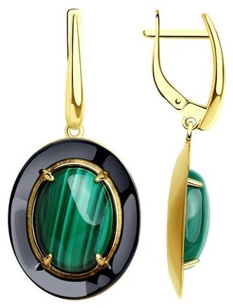 Серьги Diamant 93-321-01752-1 вес 11.95 г серебро, малахит купить,56112