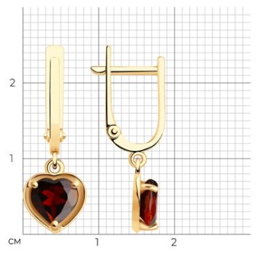 Серьги Diamant 51-321-01323-1 вес 2.08 г золото, гранат купить,192863