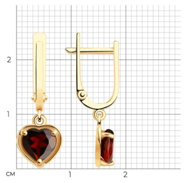 Серьги Diamant 51-321-01323-1 вес 2.08 г золото, гранат купить,192863