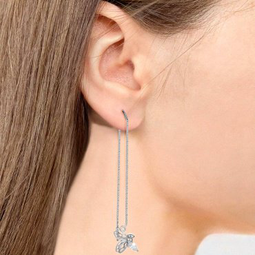 Серьги-цепочки AQUAMARINE 49385.5 вес 2.12 г серебро, фианит купить,18699