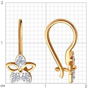 Серьги Diamant 51-120-01485-1 вес 1.03 г золото, фианит купить,120658
