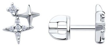Пусеты SOKOLOV 94026876 вес 1.51 г серебро, фианит купить,9459