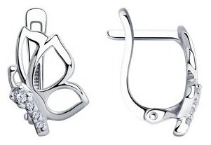 Серьги Diamant 94-120-01129-1 вес 1.9 г серебро, фианит купить,11885