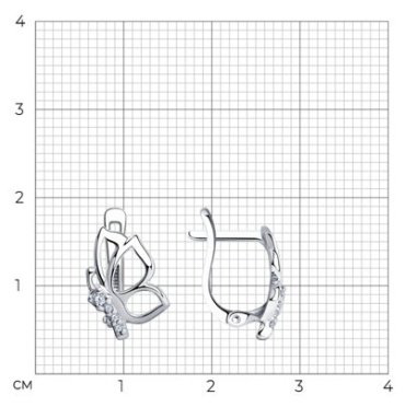 Серьги Diamant 94-120-01129-1 вес 1.9 г серебро, фианит купить,11885