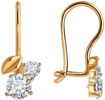 Серьги SOKOLOV 026836 вес 1.19 г золото, фианит купить,99230