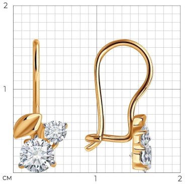 Серьги SOKOLOV 026836 вес 1.19 г золото, фианит купить,99230