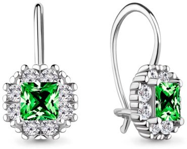 Серьги AQUAMARINE 40966Г.5 вес 1.5 г серебро, фианит купить,19494