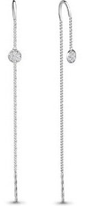 Серьги-цепочки AQUAMARINE 45491А вес 1.04 г серебро, фианит купить,17442