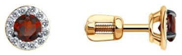 Пусеты Diamant 51-322-01744-3 вес 1.425 г золото, гранат купить,112575