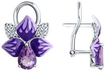 Серьги SOKOLOV 92022995 вес 5.32 г серебро, аметист купить,51979