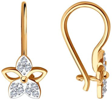 Серьги Diamant 51-120-01485-1 вес 1.04 г золото, фианит купить,96999