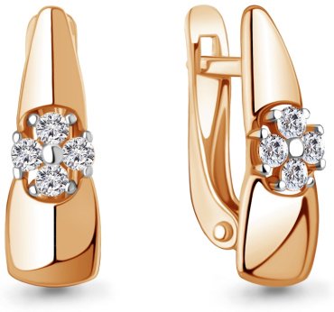 Серьги AQUAMARINE 46124А вес 1.58 г серебро, фианит купить,20315